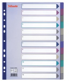 Regiszter, műanyag, A4 Maxi, 12 részes, ESSELTE, színes